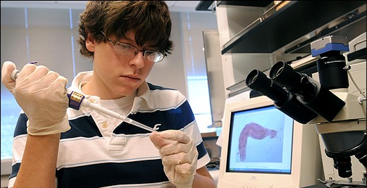 Andrew Adrian in the lab