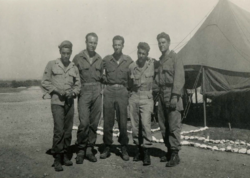 Louis Salmon and fellow soldiers in camp