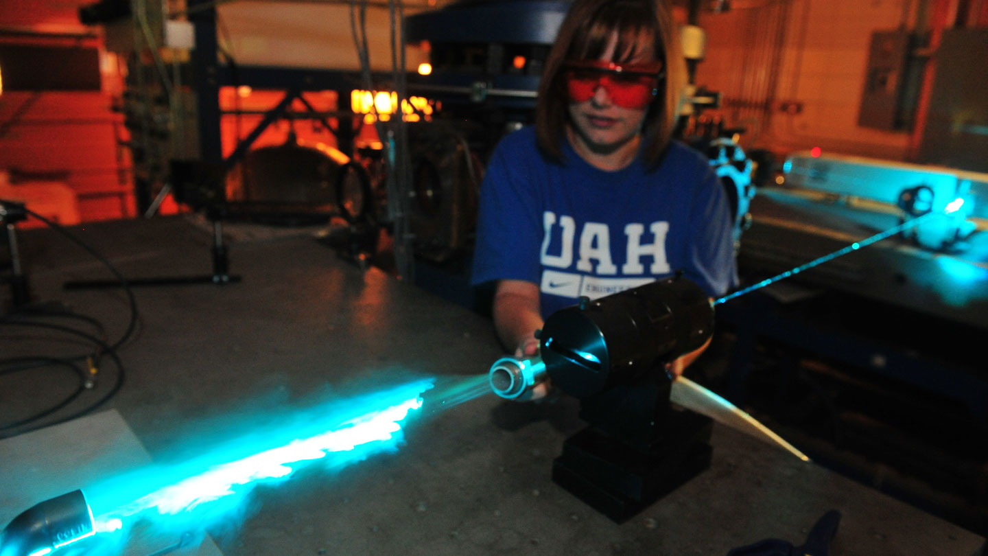 Student with laser