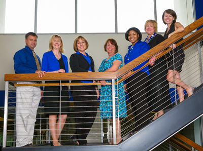 Student Financial Services Office staff left to right: Andrew Weaver, Joy Moody, Mary Pat Bohrman, Karen Roland, Crystal Parker, Dana Kitchens, and Amber Bartlett.