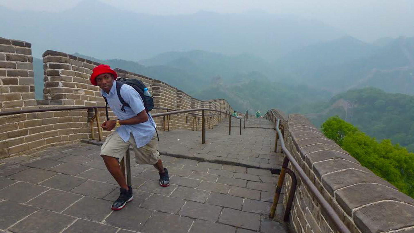 UAH student Allen Bailey tours the Great Wall as part of the College of Business Administration’s study-abroad trip to China this past May.