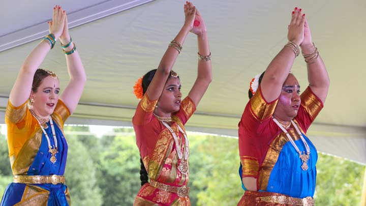 Rosalynn Fairless, Sahiti Athan and Robin Lai perform with the Natyananda Dance Company at the International Festival