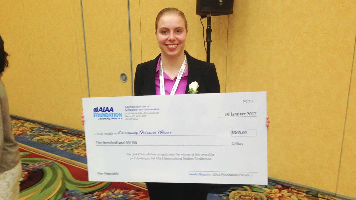 Ashley Sharfenburg wins AIAA National Student Paper Competition