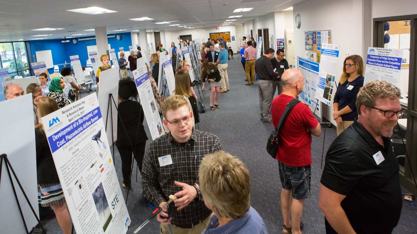 Students displaying their research posters