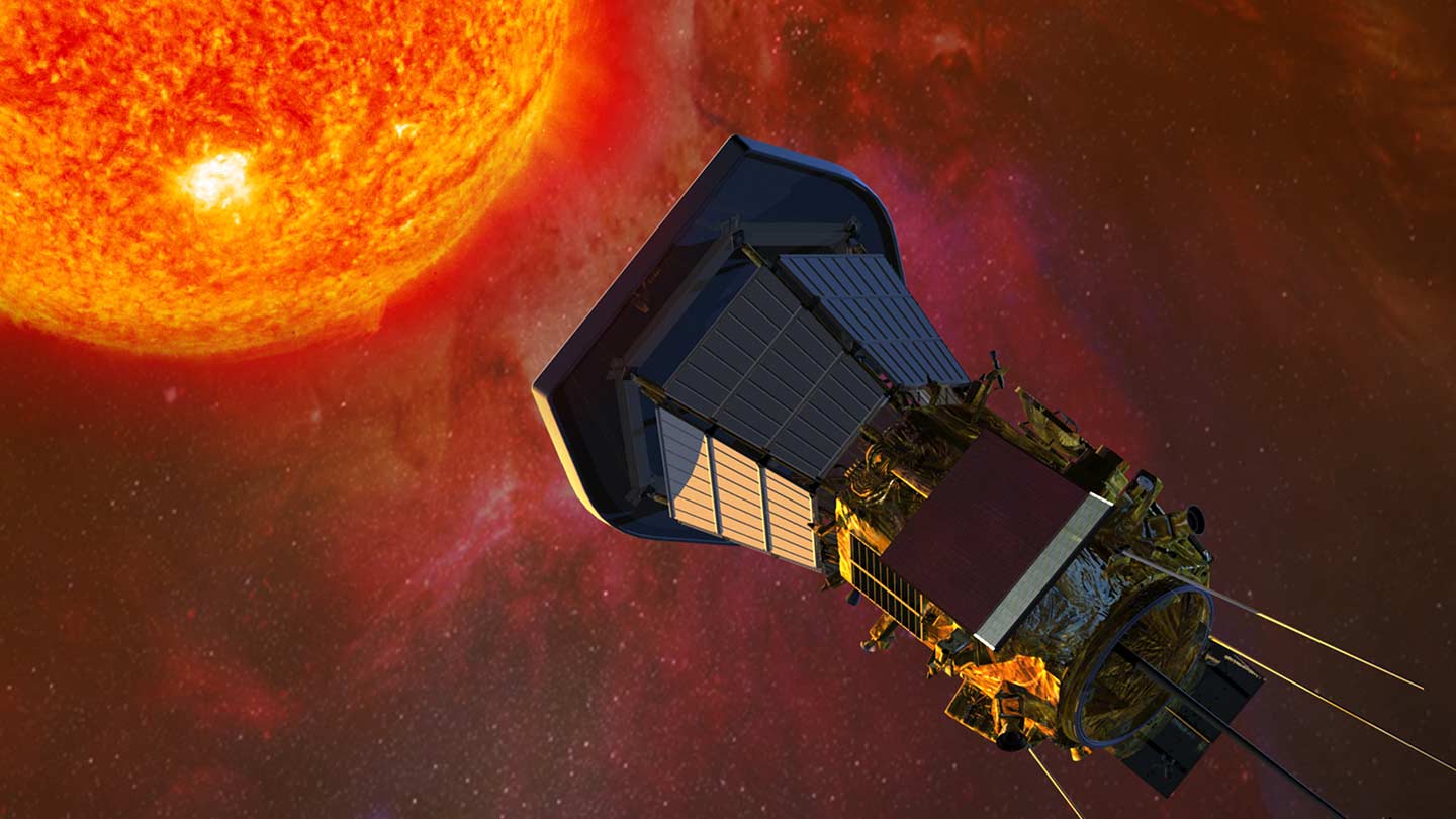 Artist rendering of the Parker Solar Probe approaching the sun.