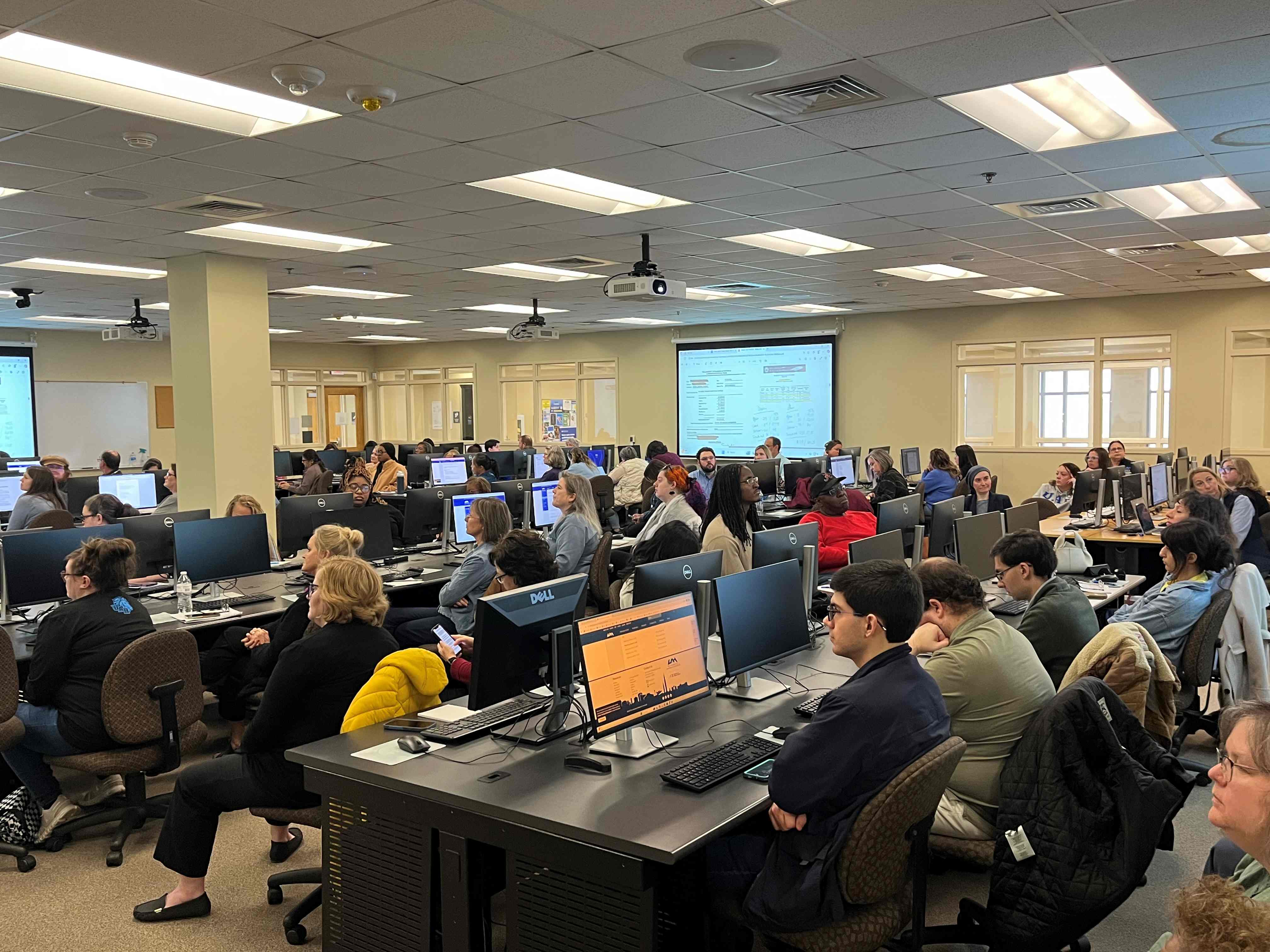 Train the Trainer series kickoff, with a full room of UAH employees listening intently to the speaker