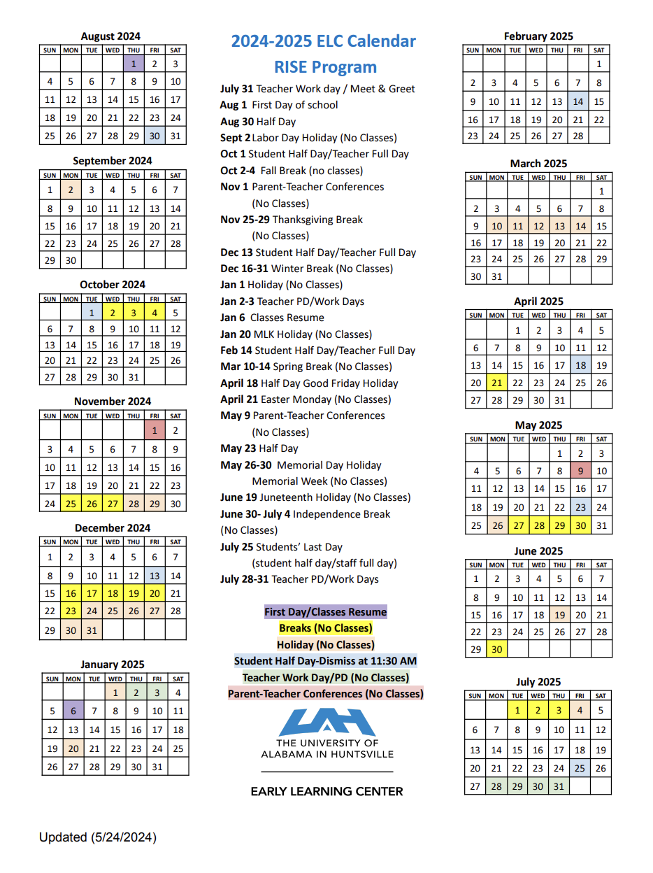 24 25 rise calendar