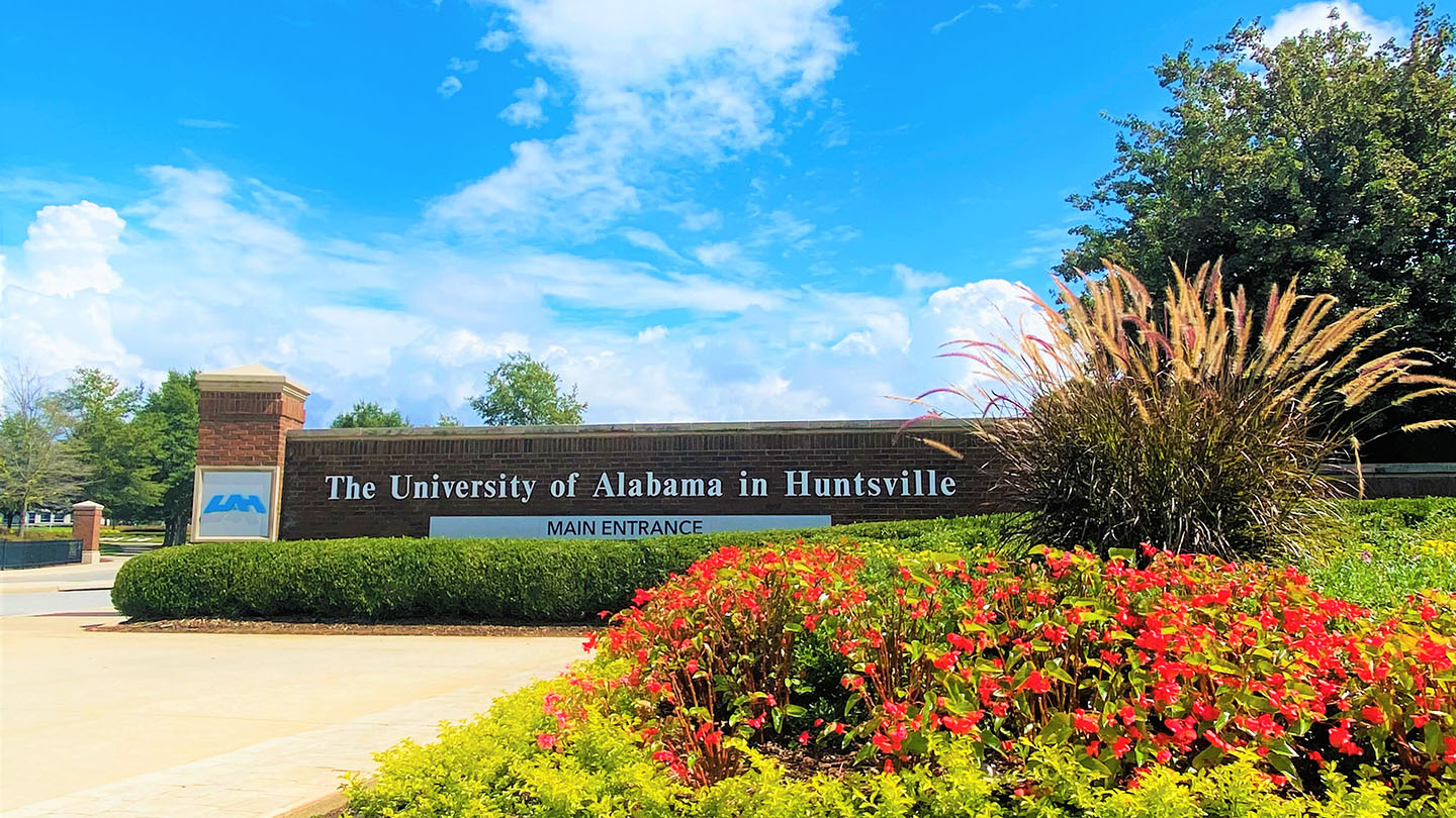 Photo of the main entrance to UAH on Sparkman Drive.