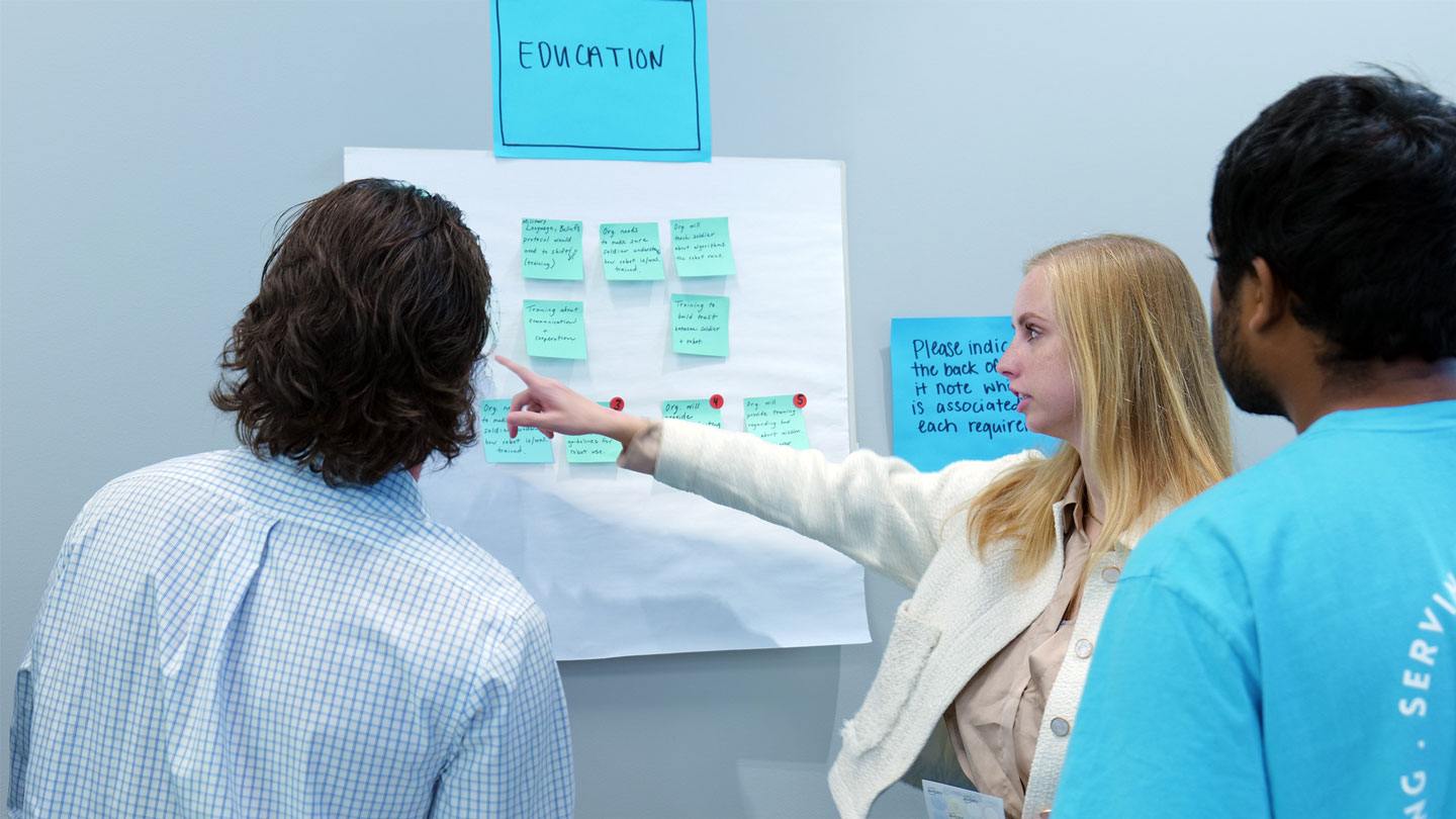 Students concentrate on a group analysis exercise 