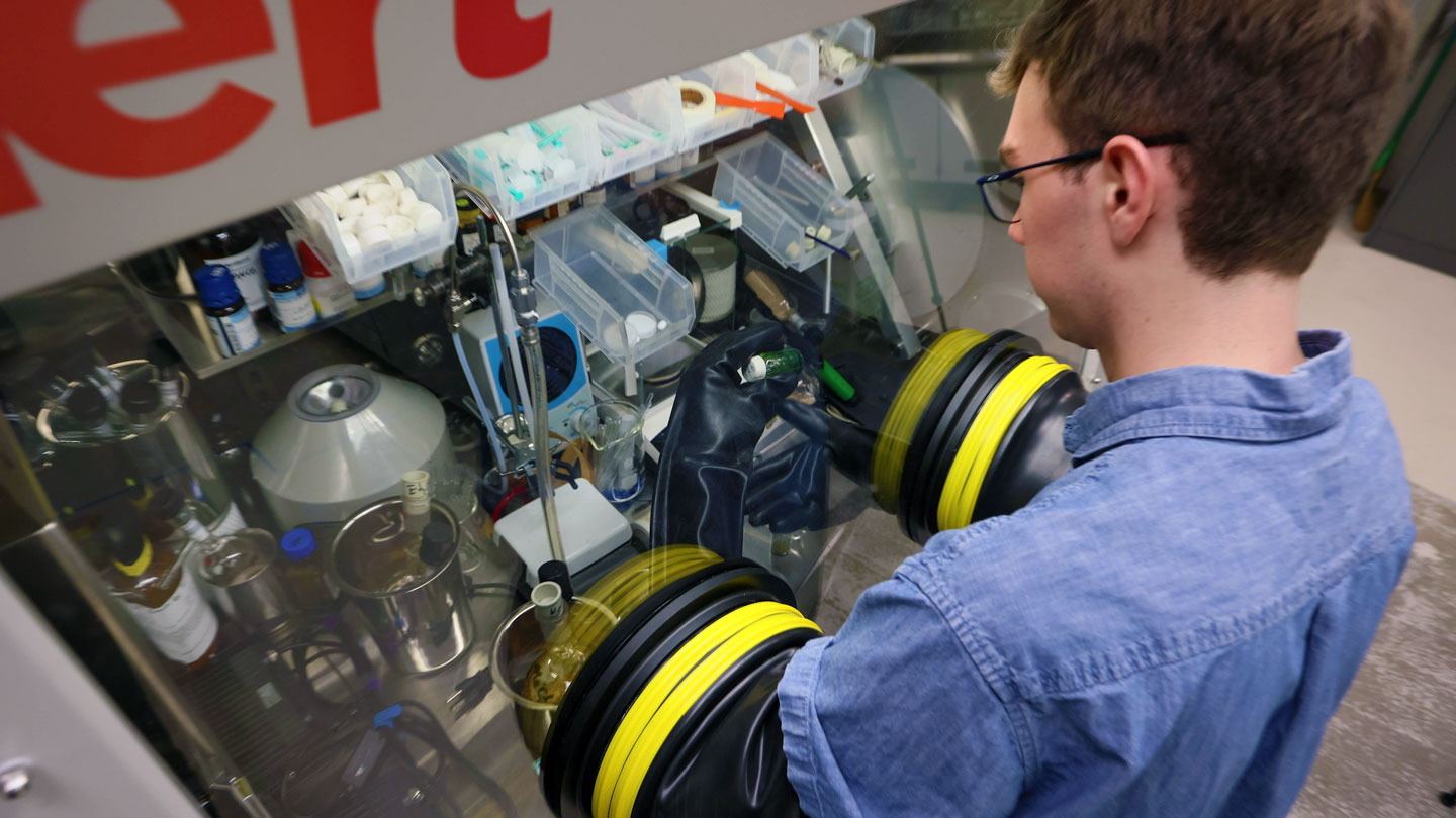 A student uses sterile equipment to gather data