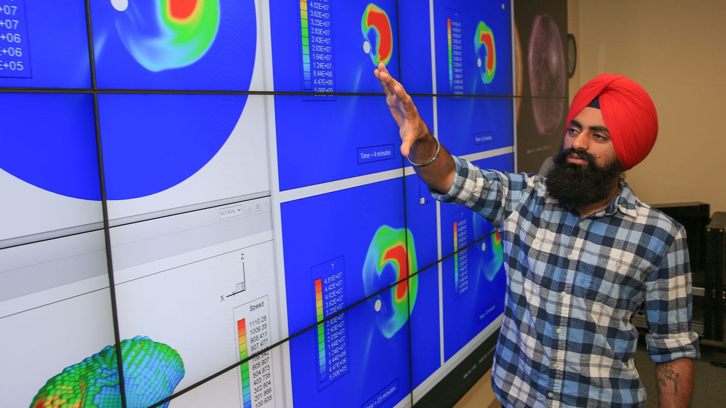 A man gives a presentation on important data