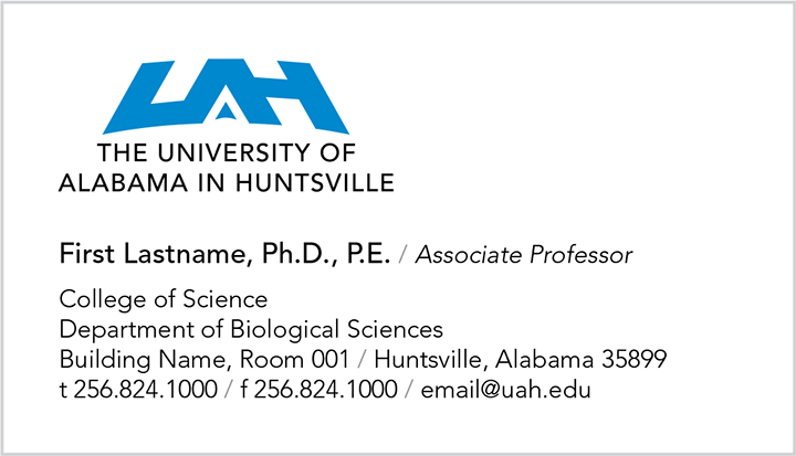 UAH - Office of Marketing and Communications - Business Cards