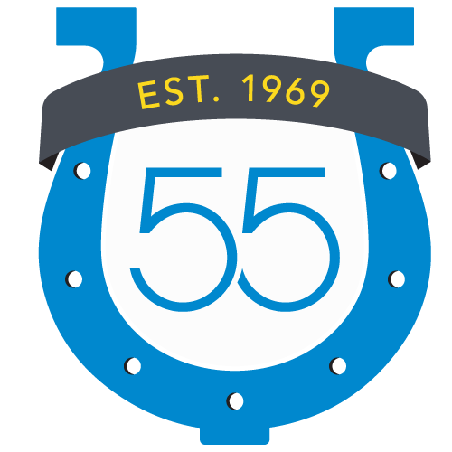 the horseshoe logo for U A H's 55th anniversary
