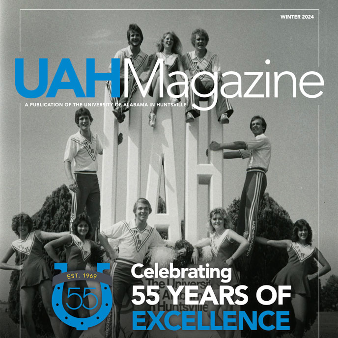 Cover photo of the winter 2024 edition of U A H magazine.