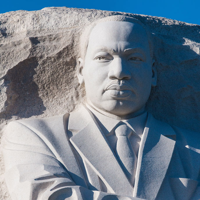 the face of martin luther king jr carved in stone at the martin luther king jr. memorial in washington d c.