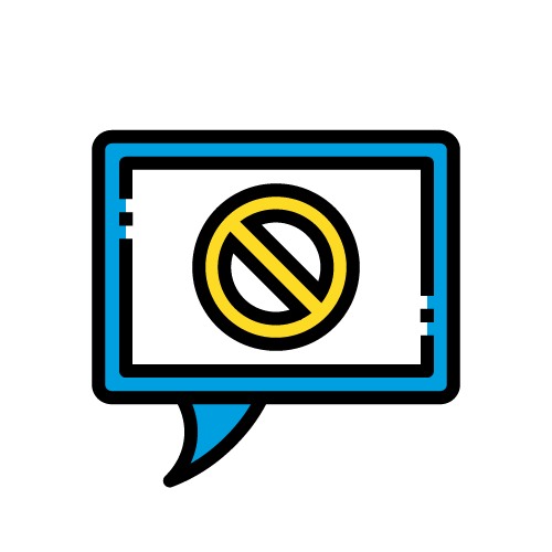 illustration of a chat bubble with a cancel symbol