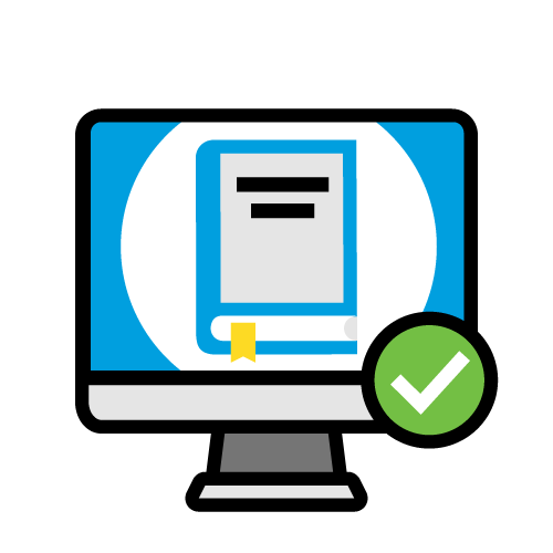 a graphic of a monitor confirming an e-text