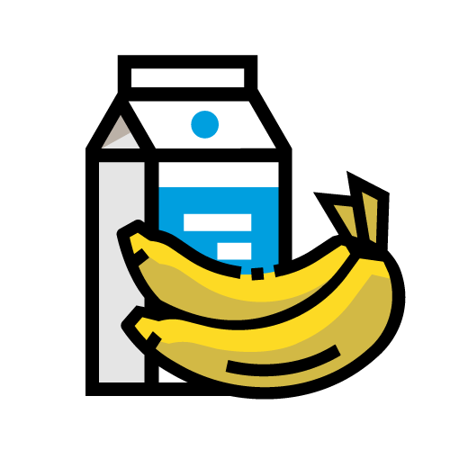 graphic illustration of a milk carton and bananas