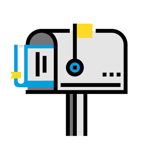 a graphic of a mailbox with a textbook inside