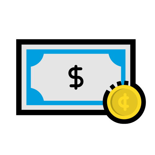 graphic illustration of a bill and a coin