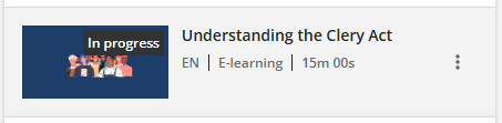 This is a screenshot of the module link to the United Educator's course entitled Understanding the Clery Act.