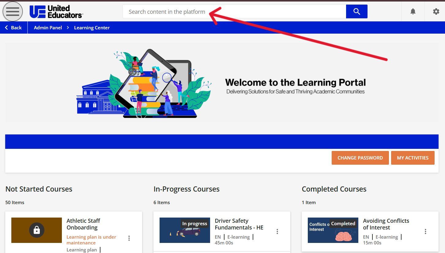 This is a screenshot of the module link to the United Educator's learning dashboard.