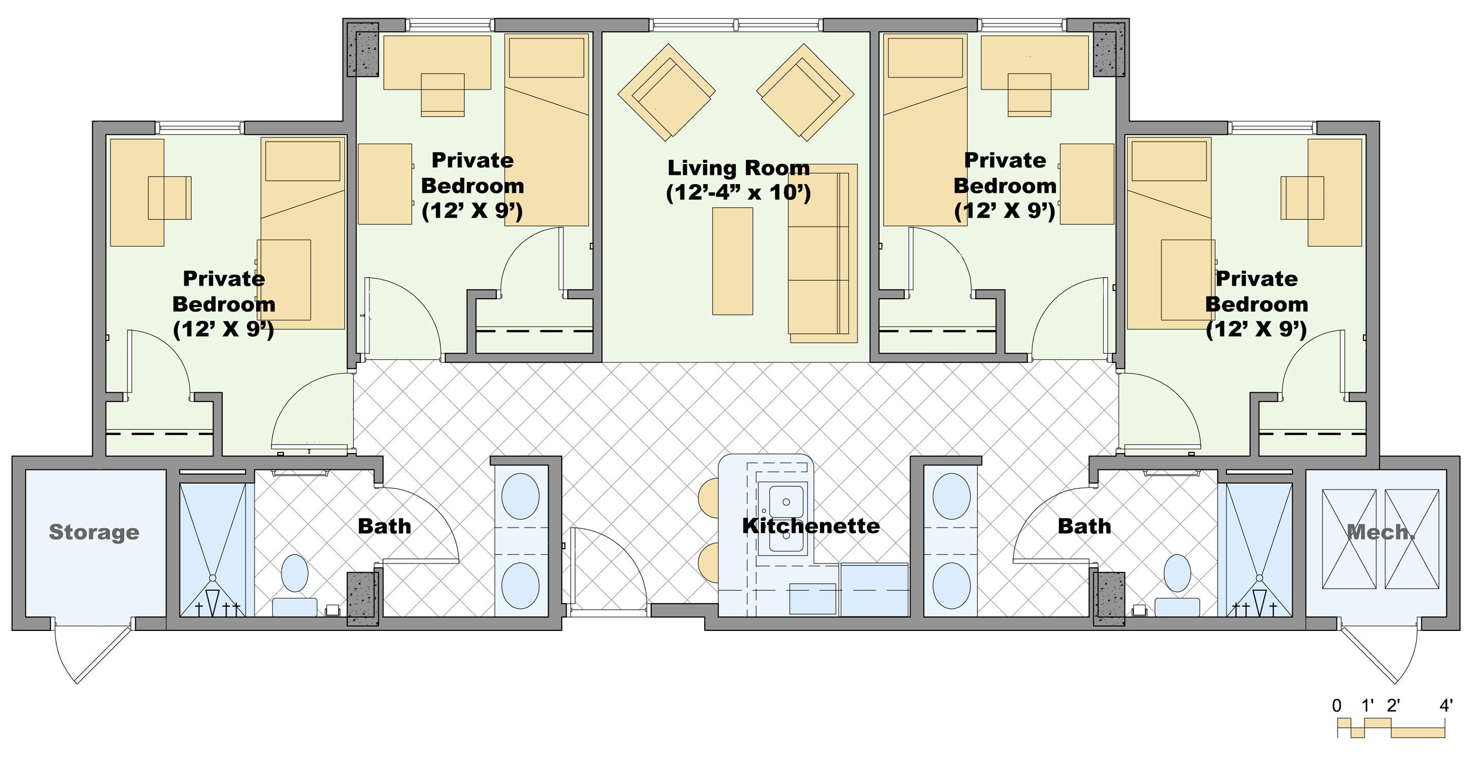 Uah Housing Residence Life Residence Hall Bedroom Dimensions