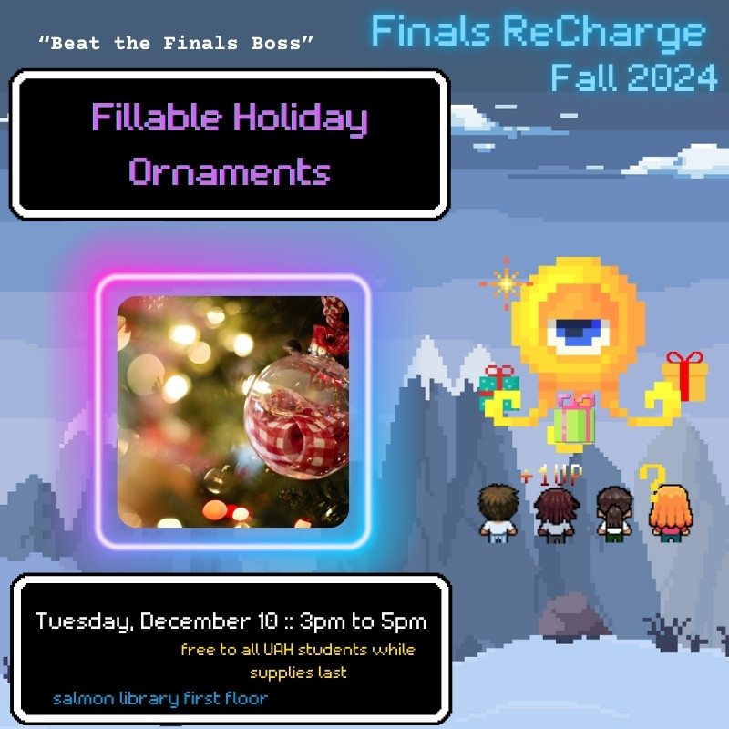 Fillable Holiday Ornaments from 3pm to 5pm on December 10