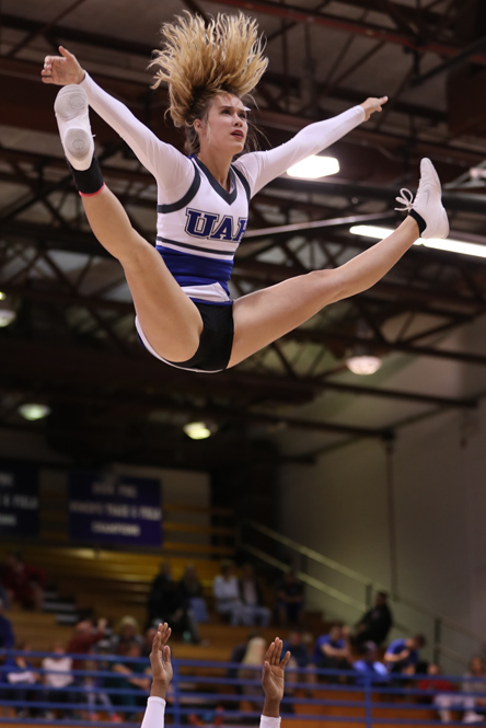 uah student life student activities cheerleaders and charger blue