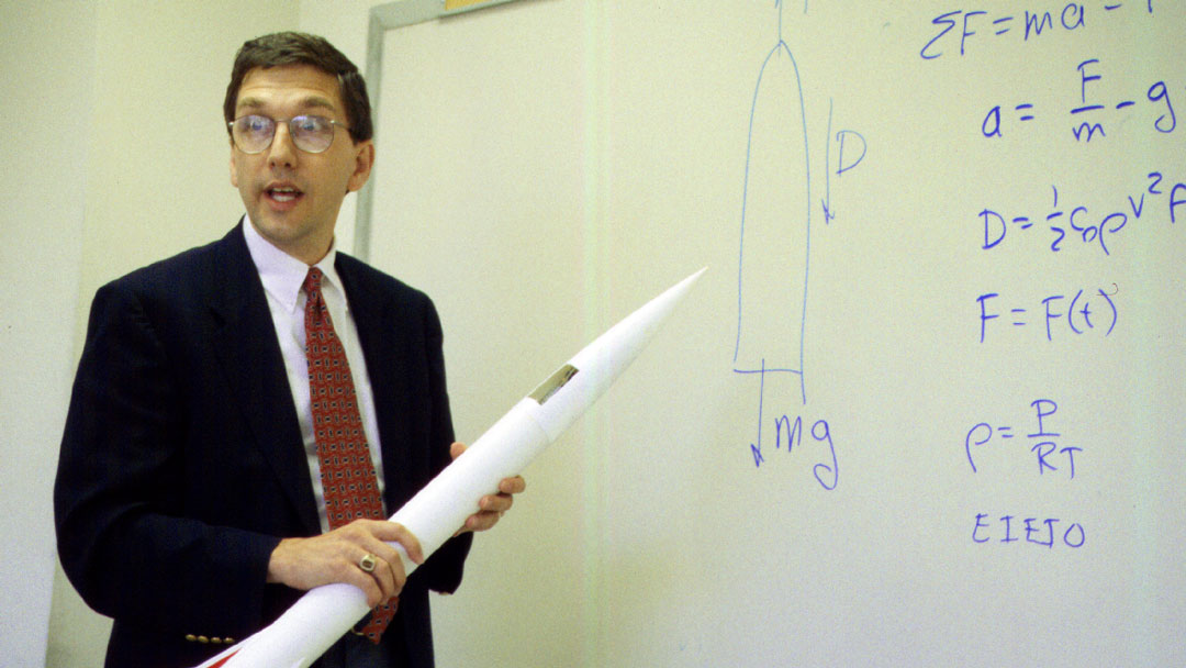 Dr. Robert Frederick teaches rocket science.