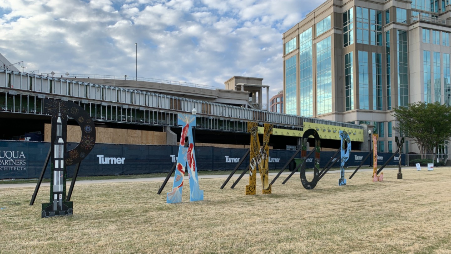 UAH Art students create Huntsville Panoply letter art installation 