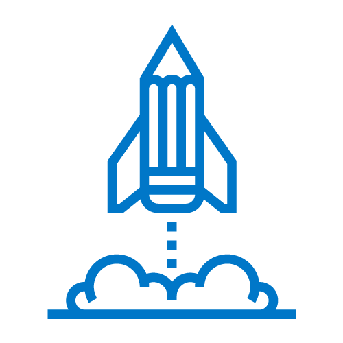 rocket pencil icon blue