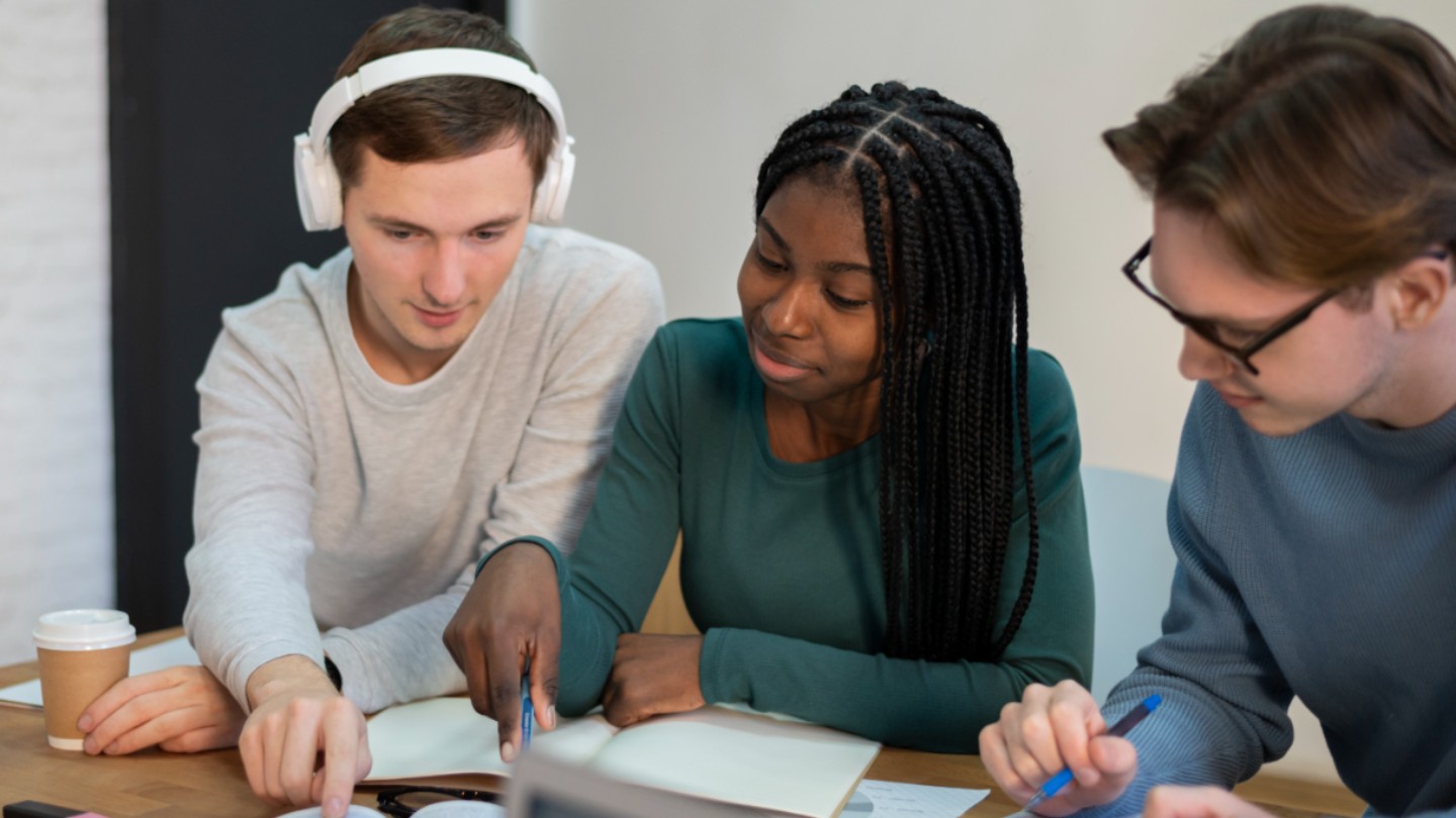 Students studying together