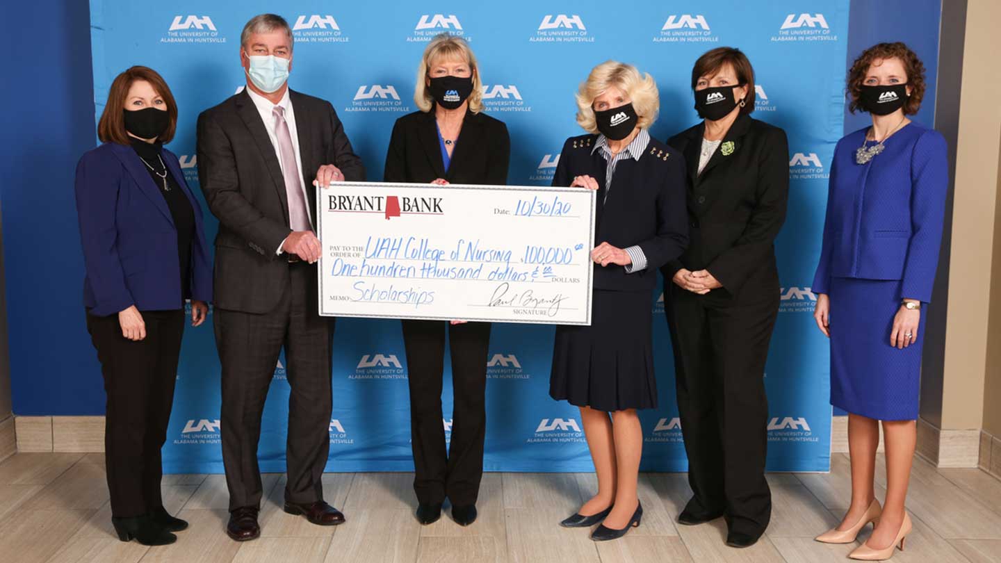 Bryant Bank giving a $100,000 donation to the college of nursing.
