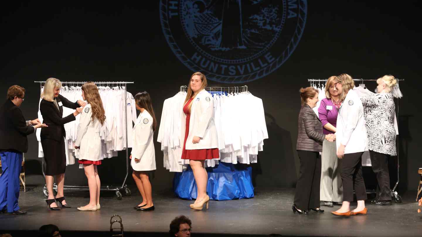 Dean Marsha H. Adams welcomed 115 new fall 2015 nursing students during the inaugural White-Coat Ceremony. 