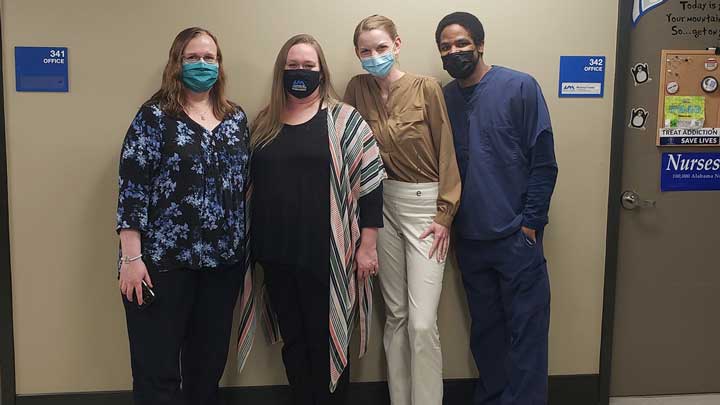 Clinical instructors (L-R), Rebecca Davis, Miranda Smith, Amy Darnell, Charles Reynolds