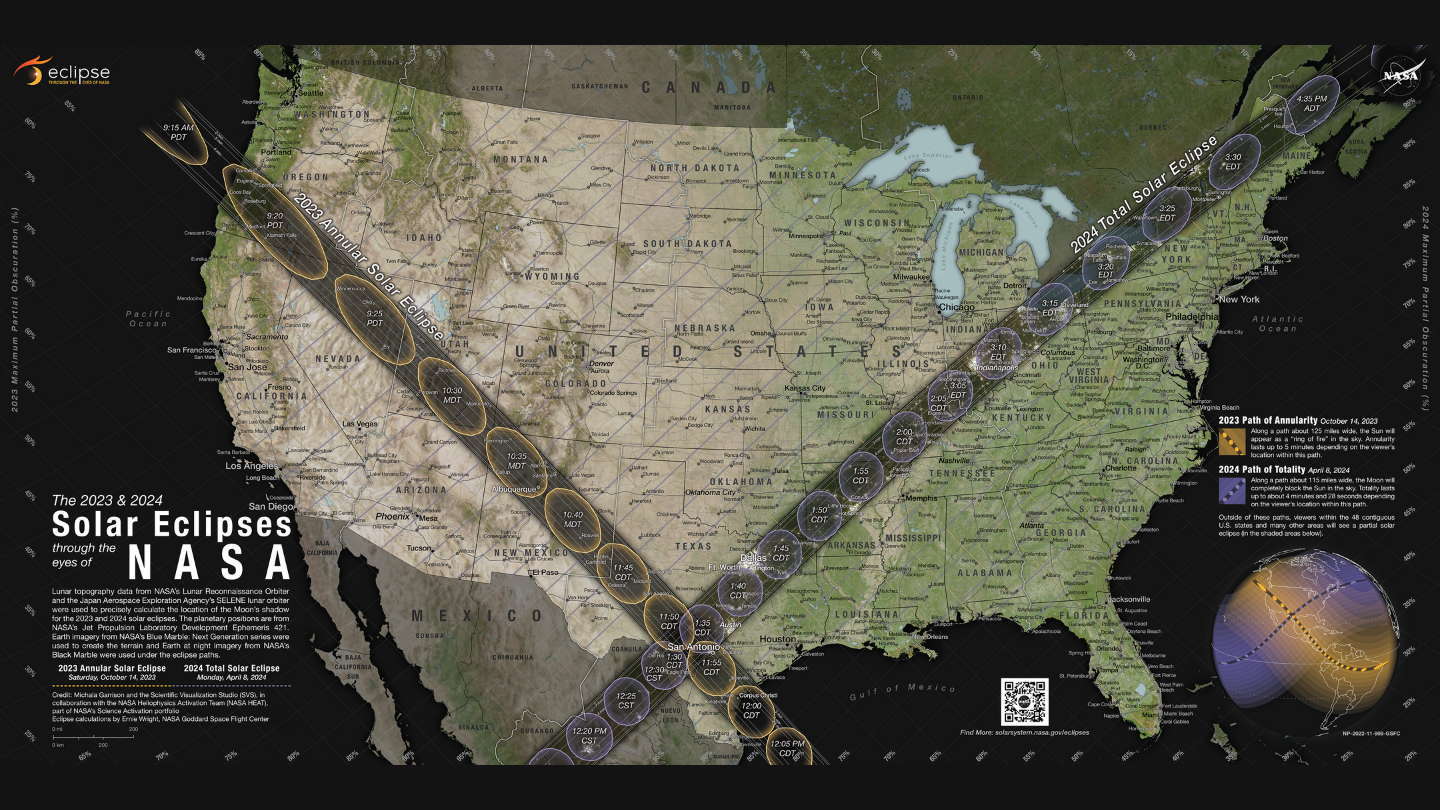 NASA/Scientific Visualization Studio/Michala Garrison; Eclipse Calculations By Ernie Wright, NASA Goddard Space Flight Center