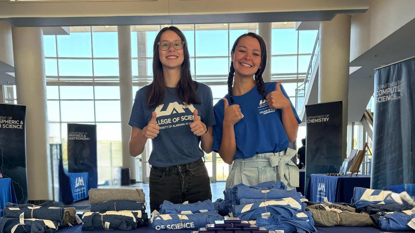 College of Science Ambassadors at the University of Alabama in Huntsville help organize key student events like Week of Welcome, assist with recruiting events by engaging prospective students, and connect with current and future students across campus.