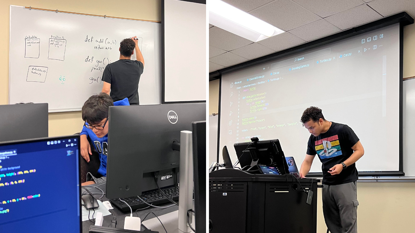 Sebastian Rivera teaching his Introductory Python class