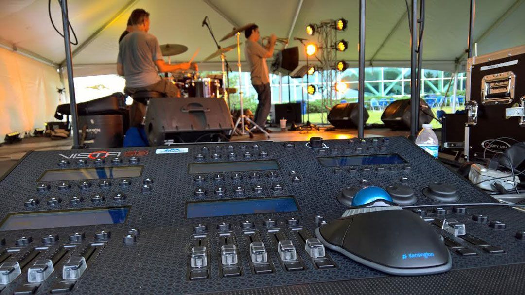 audio equipment is used to help a band perform