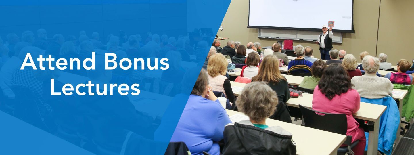 a classroom full of students with the text attend bonus lectures