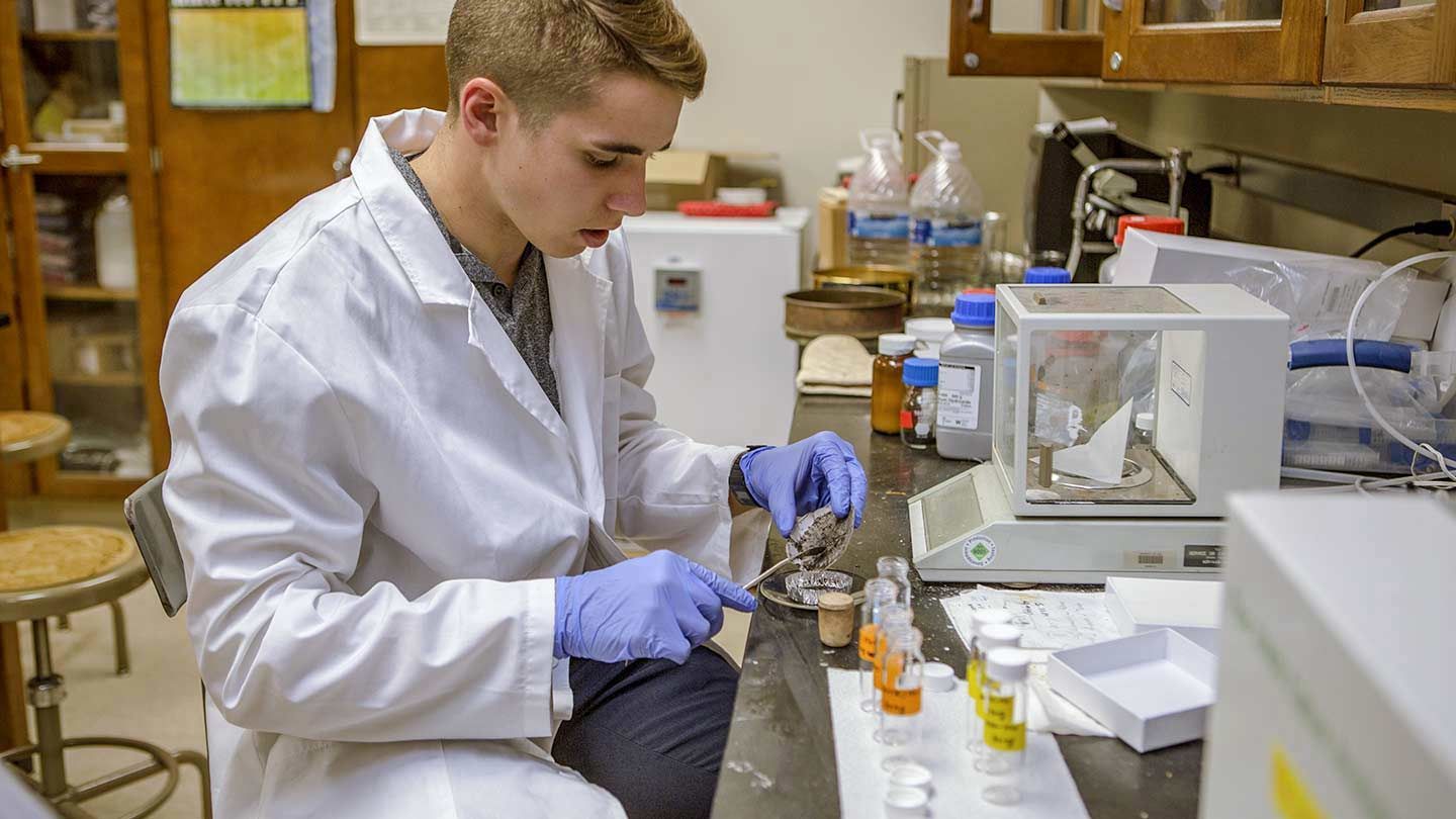 a man collects data in a lab