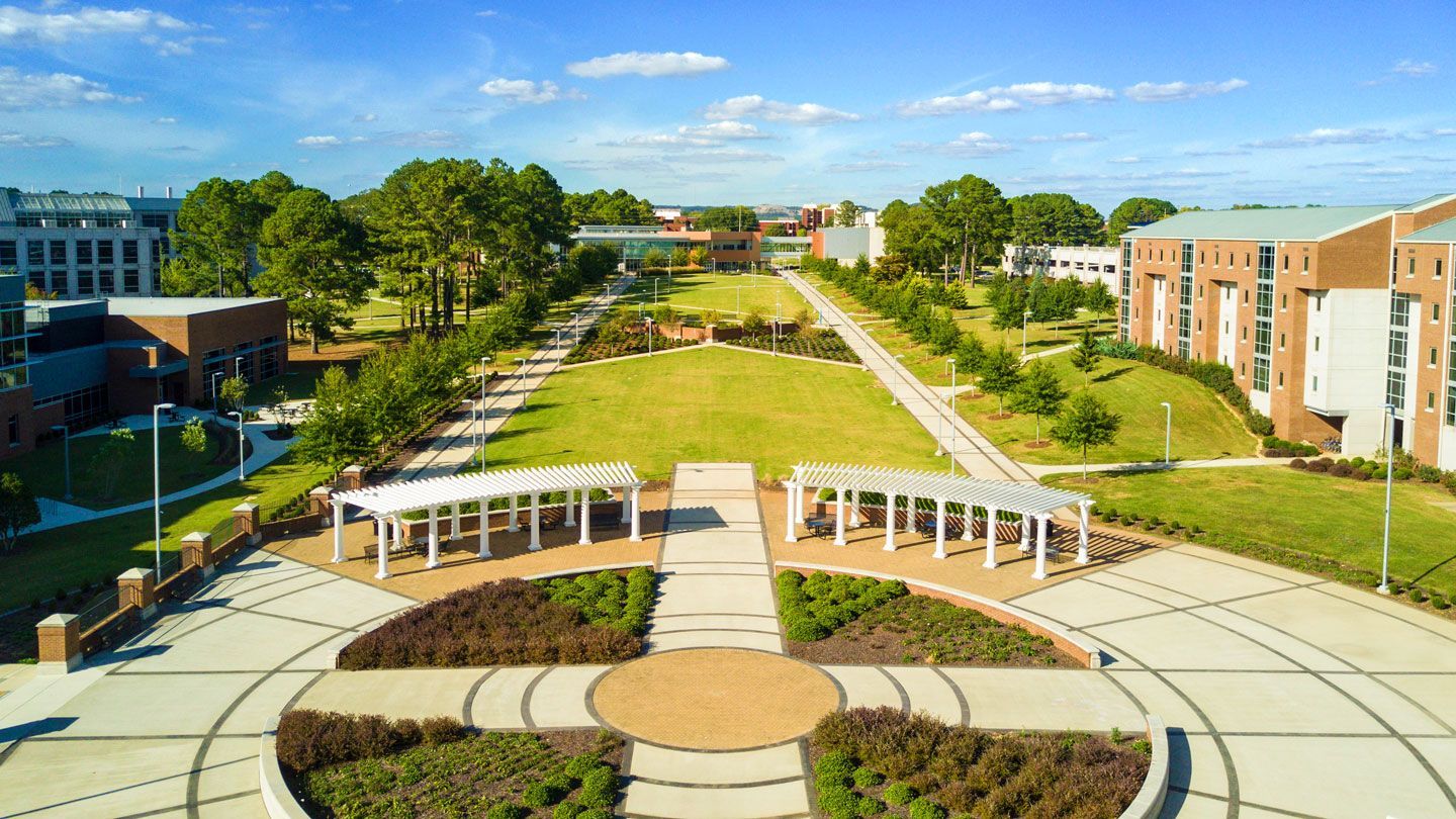 UAH greenway with pergolas