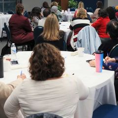 Attendees from throughout campus listen as Facilities & Operations talks about Upcoming Major Capital Projects.