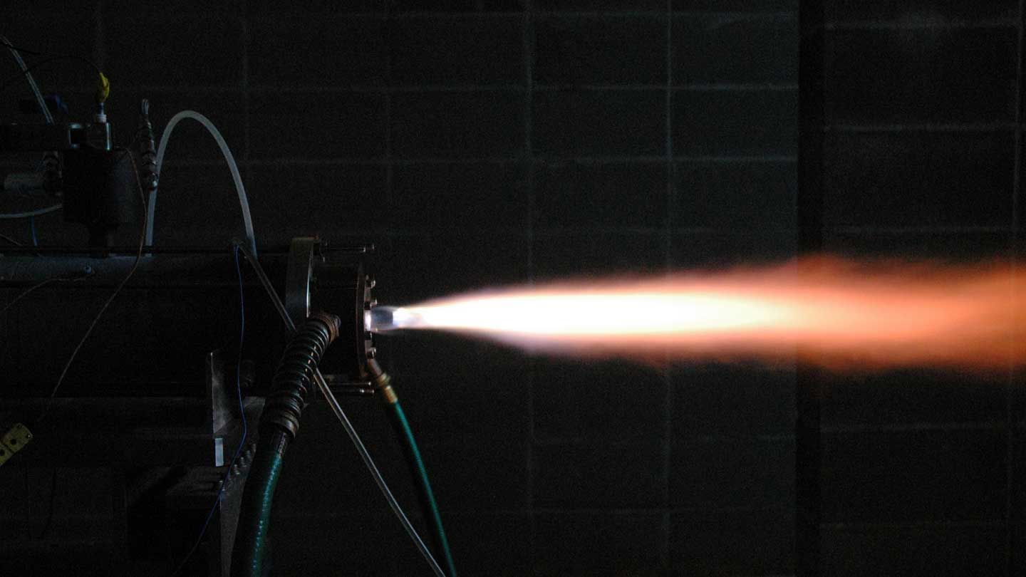 a thruster fires