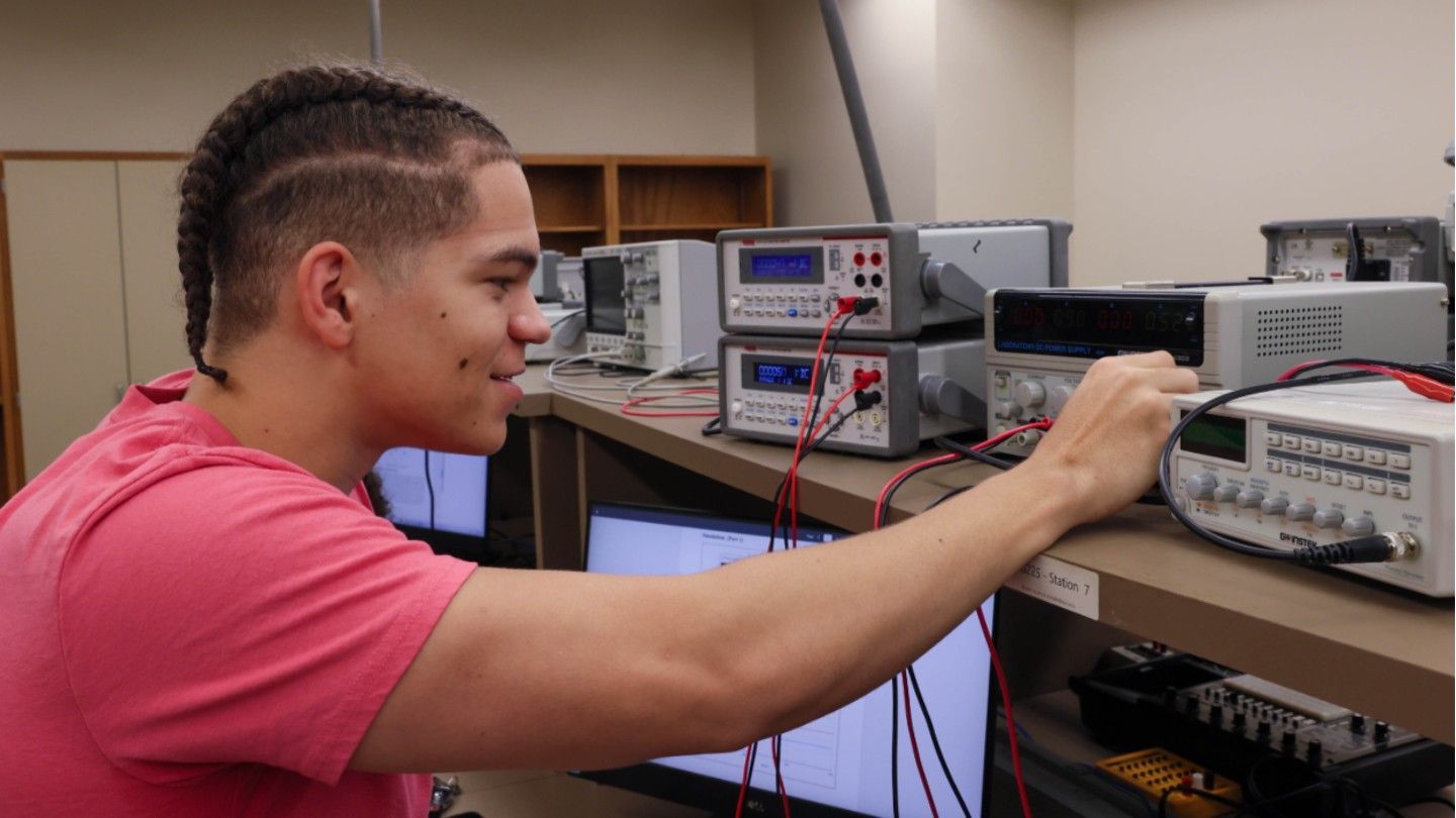 a man uses technical equipment