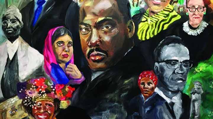 A painting by Sarah Joy titled MLK Celebration painting, ‘Injustice Anywhere...’