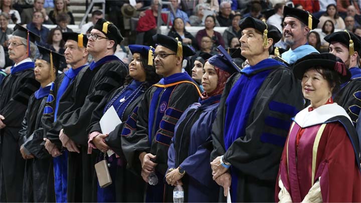 uah faculty lined up in attendance during uah commencement