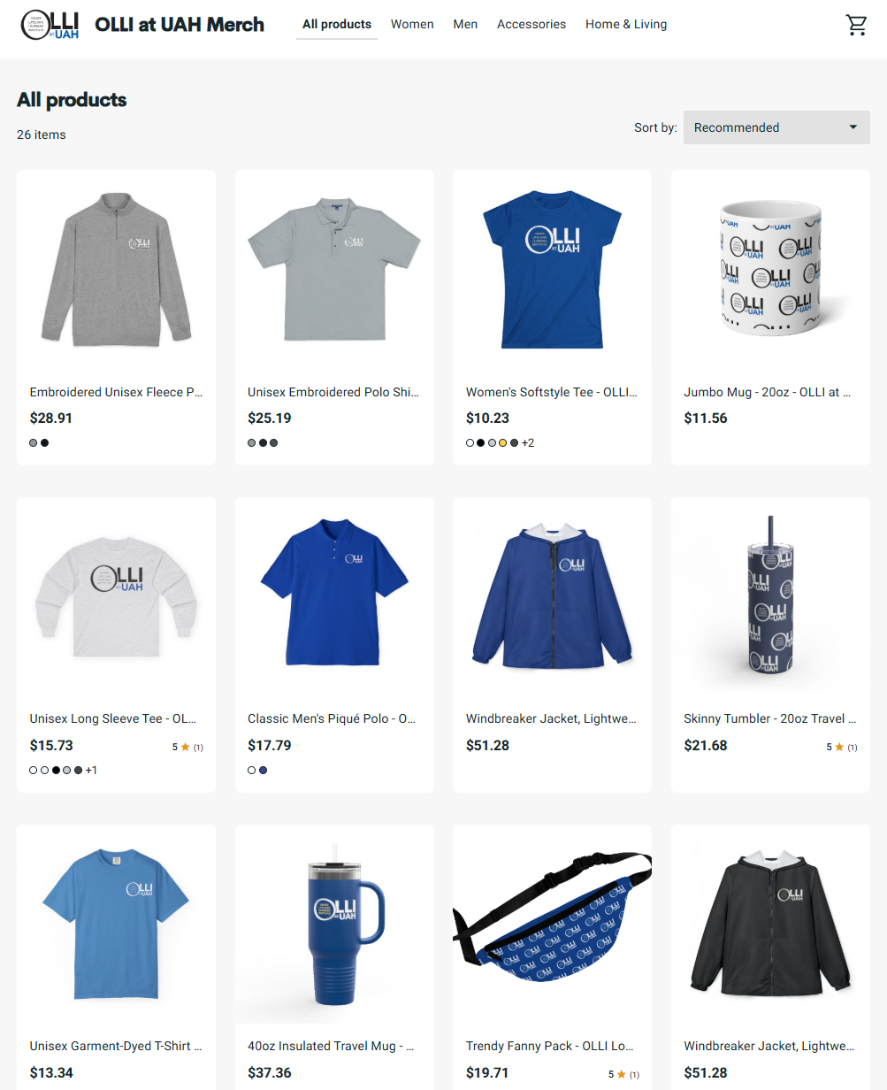 OLLI Merchandise Store Screenshot
