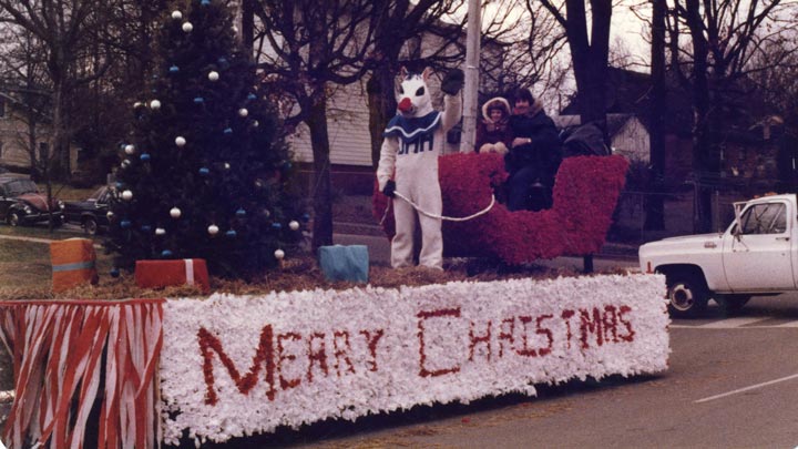 The Charger interacts with fans and community members during a holiday parade in this undated photo.